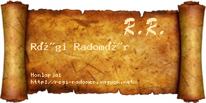 Régi Radomér névjegykártya